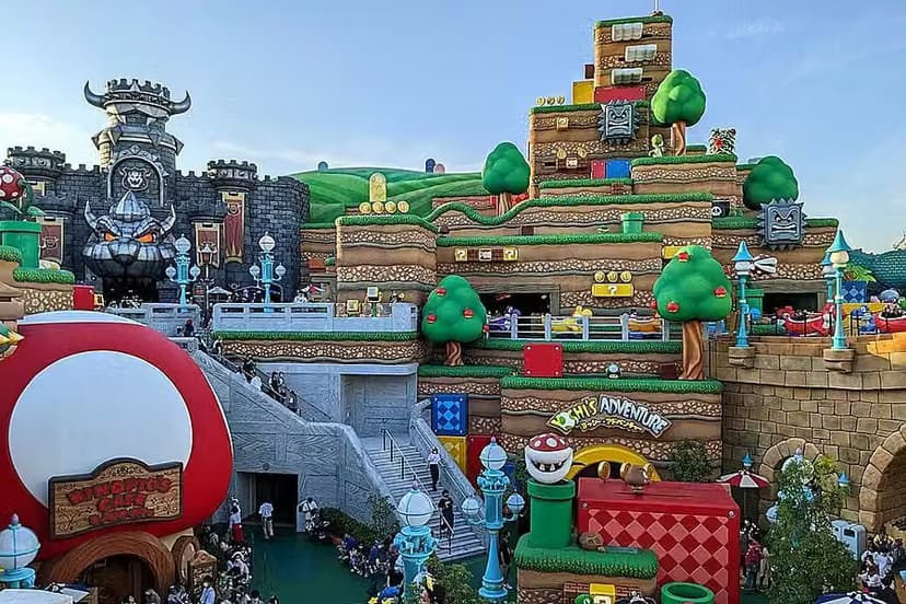 Bright Super Nintendo World themed area