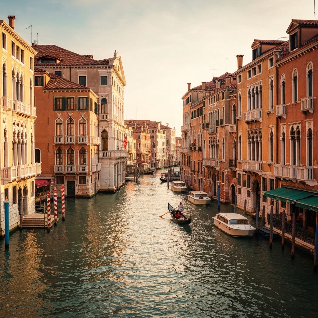 Venice canal with boats